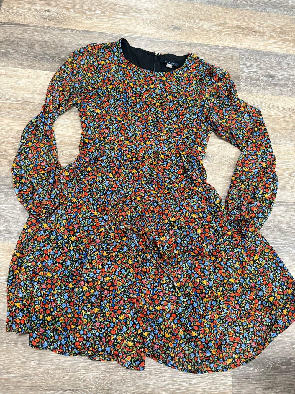 Tommy Hilfiger Black Floral Print Long Sleeve Dress
